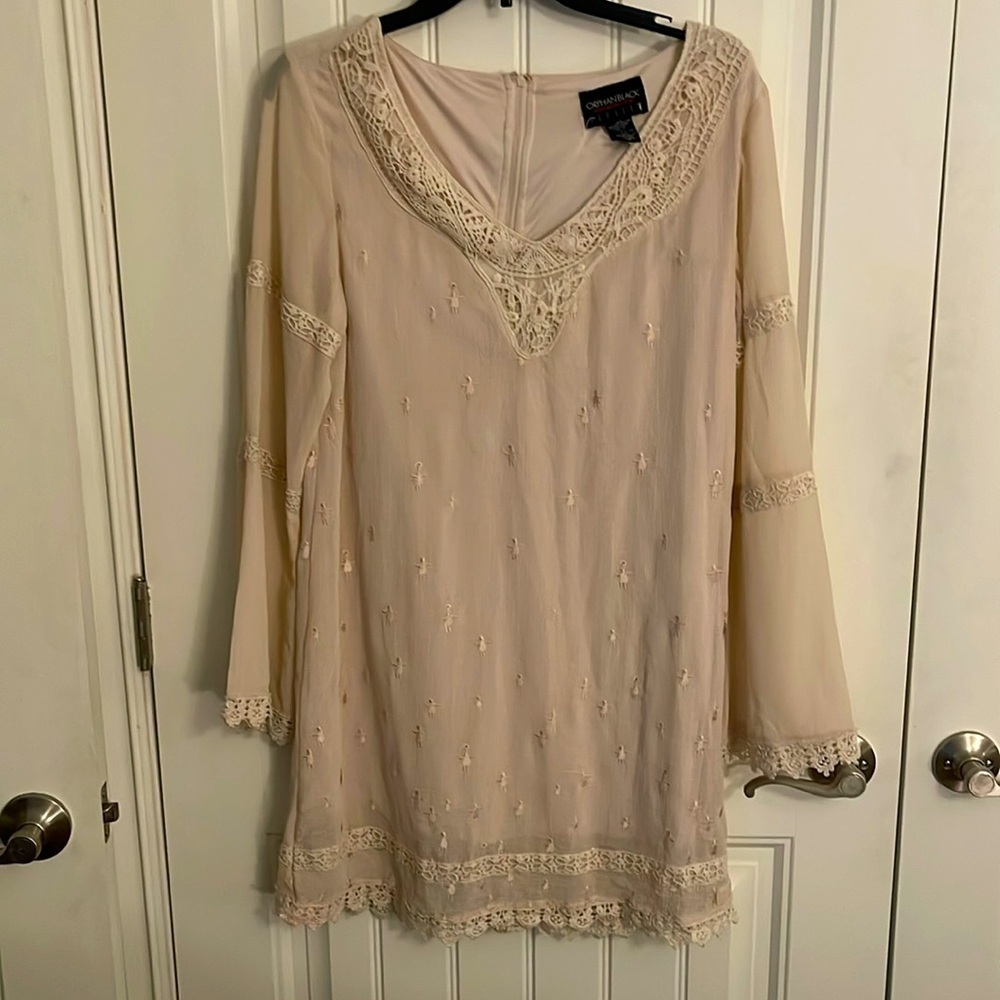 Orphan Black Helena Wedding Dress Cream Long‎ Sleeve women’s sz L embroidered